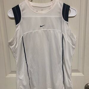 Nike White and Black Mesh Sleeveless Top